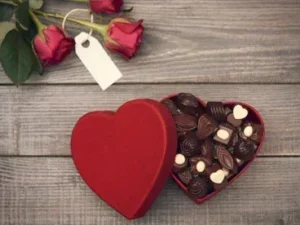 Heart Shape Chocolate and Flower Box Image