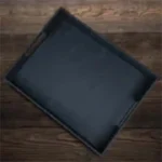 PU Leather Tray - Black Texture Leather - Made with MDF Wood