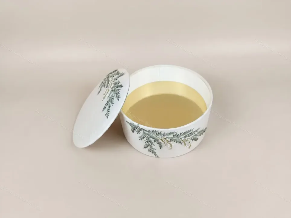 Round floral printed gift box with lid